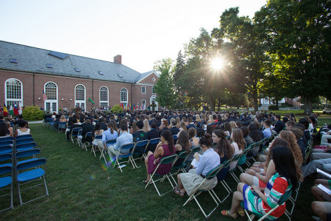 Students watch Ms. Michalski receive the Hagedorn Chair during Convocation.