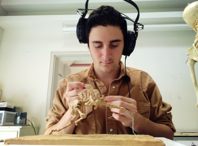 Gabe Jacobson '15 works on his new sculpture project.