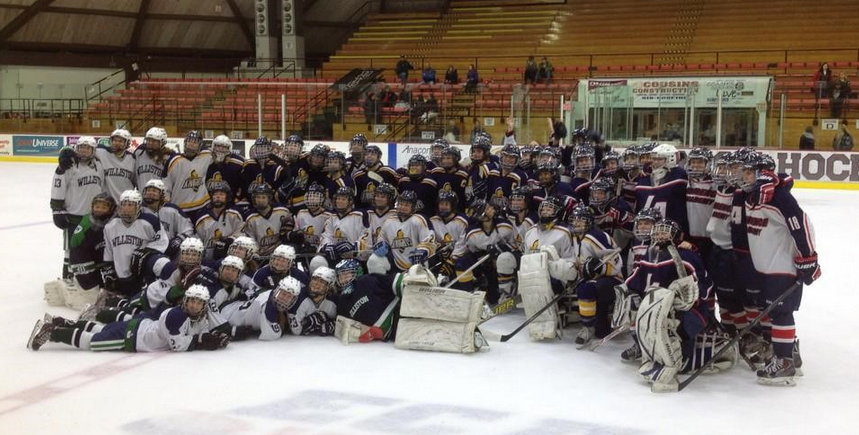 Girls' Varsity Hockey teams after scrimmages at Union College. 