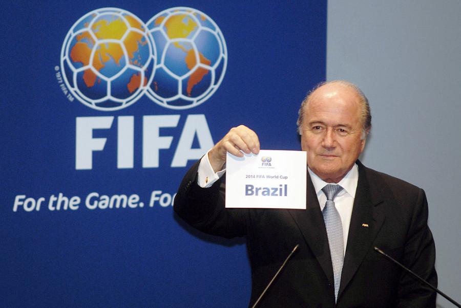 Joseph Blatter, FIFA president. announcing the 2014 World Cup will be held in Brazil.