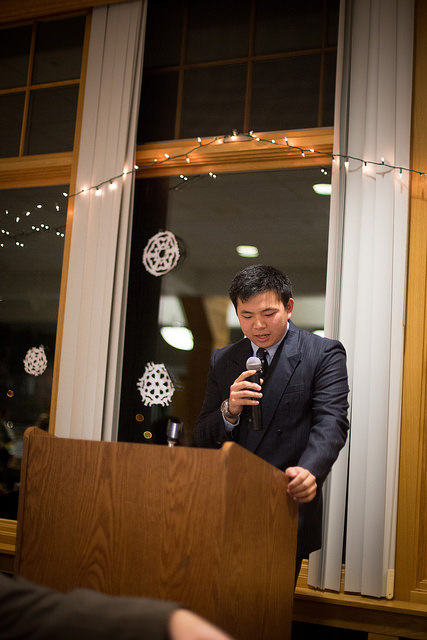 Po 15 speaking during the Winter Banquet