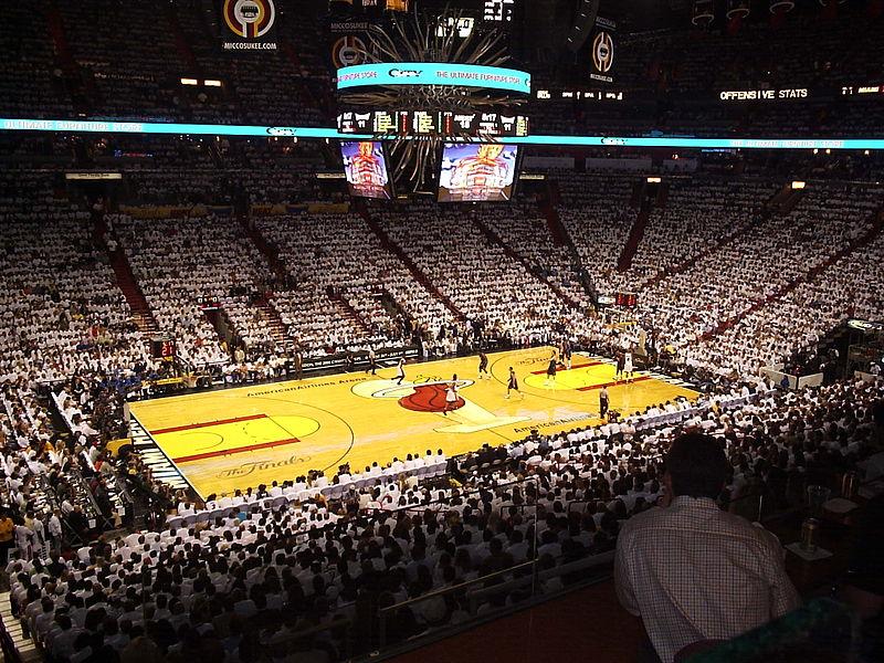 A photo of game 3 of the 2006 NBA Finals at the American Airlines Arena in Miami.