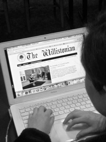 Senior Katie Murray looks at The Willistonian’s website. Our paper, like so many others, now publishes online as well as in print.