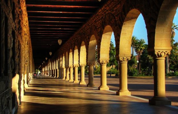 "The Halls of Learning" at Stanford University where current students are gaining access to their admissions records.