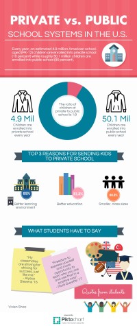 Infographic showing the private and public school systems in the United States