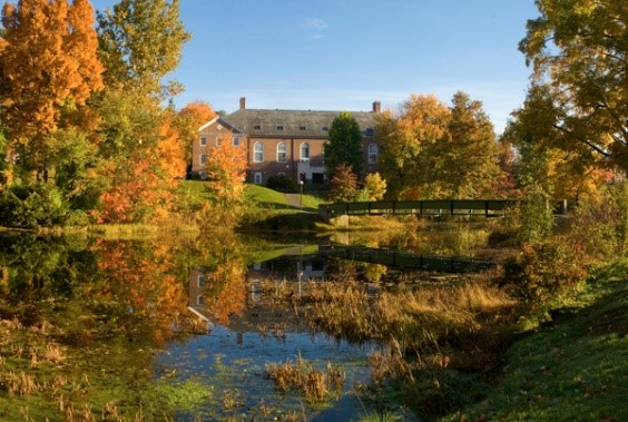 The view of the Williston Northampton School in the fall, facing the Reed Campus Center. 