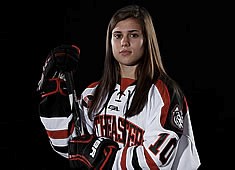 Zalewski in her Northeastern uniform. Courtesy of hockeyeast.com