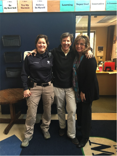 Ann O’Conner, Director of Security, Jen Fulcher, Director of the Middle School, and Linda Kretchmar, Assistant to the Director of the Middle School.