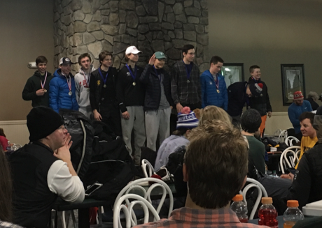 Devin DeVerry '17 pictured on the far left following the awarding of his first place medal.
