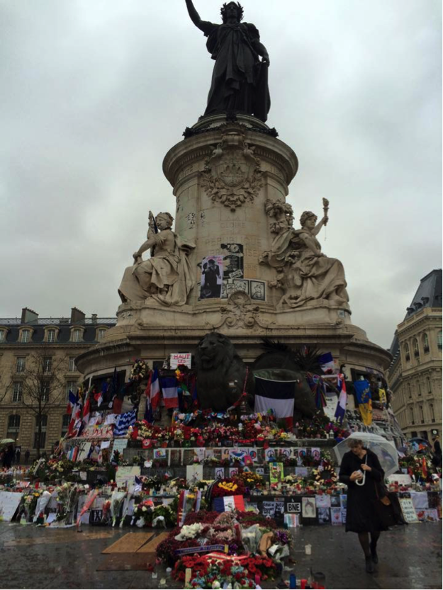 Shrines and memorials for the victims of the November Paris attacks. 