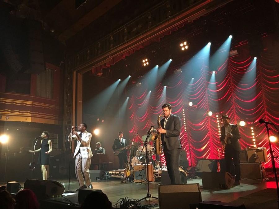 Leon Bridges performing at Webster Hall on October 21st, 2015. 