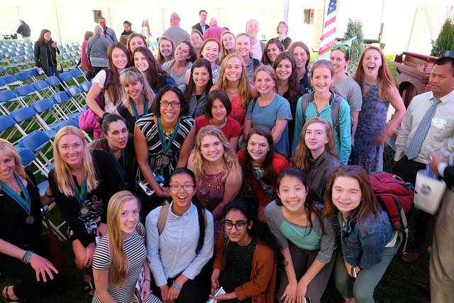 Williston student athletes spend time with 2016 Hall of Fame Inductees. 