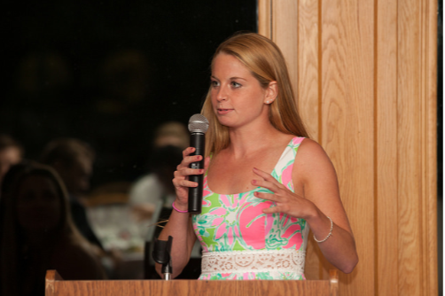 Senior class president, Natalie Aquadro spoke at the event. 