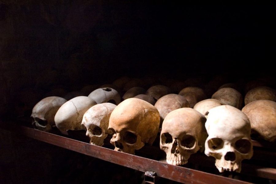 Human Skulls at the Nyamata Genocide Memorial in Rwanda