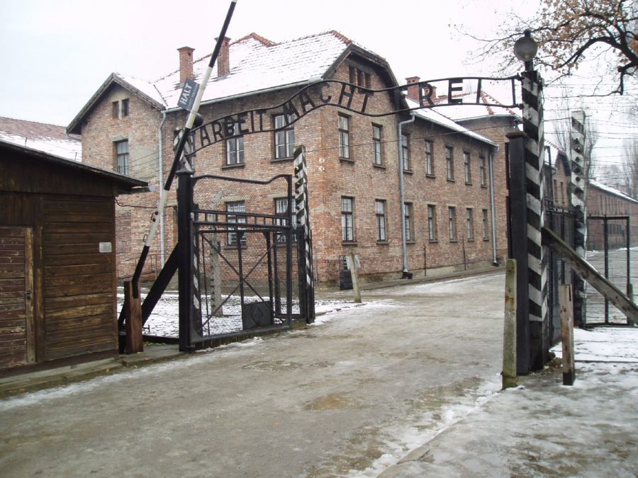 The gates to the Auschwitz Concentration Camp. Credit: Wikipedia.  