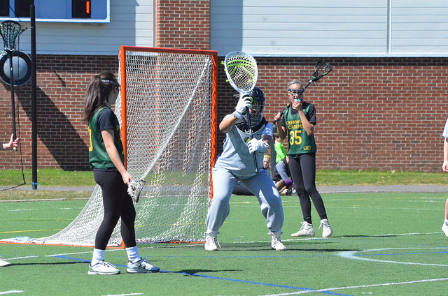 Shana Hecht in goal against Greenwich Academy. Credit: Williston Flickr.