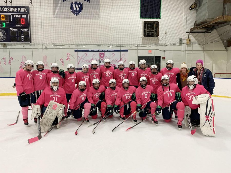 The Girls Hockey Team at the Annual Pink in the Rink Game in 2018. Credit: Williston Flickr