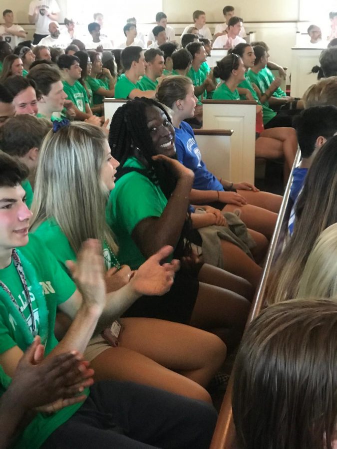 Tomi Akisanya '21 during Sunday's Orientation.