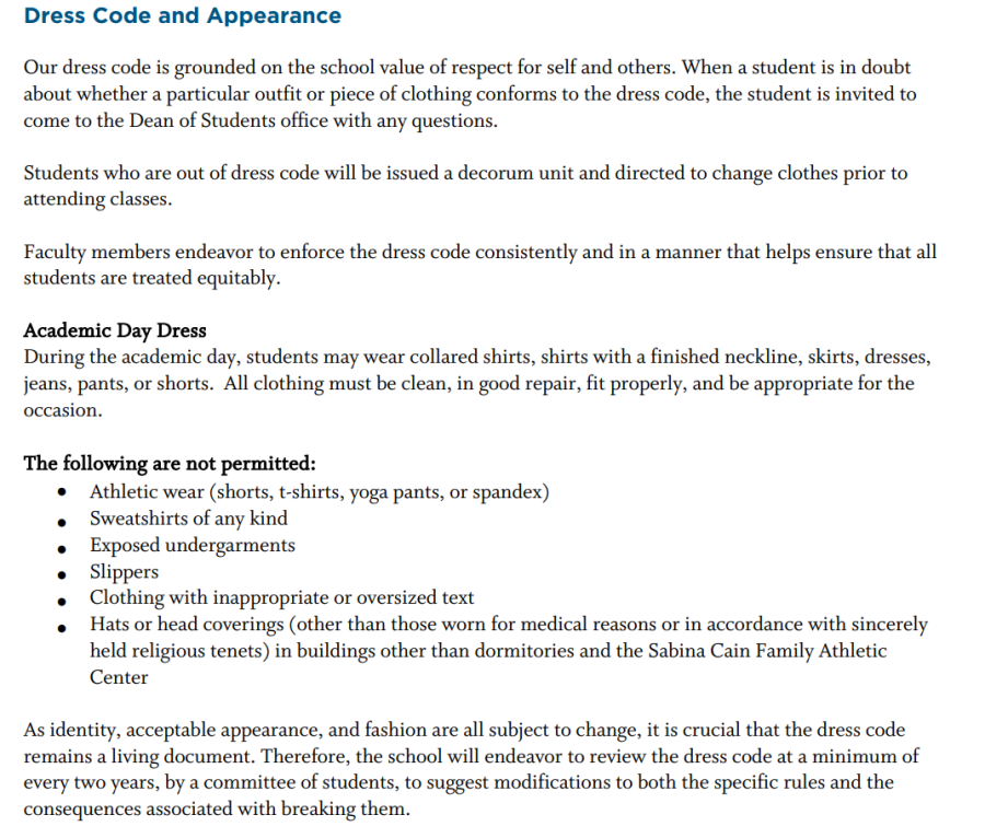 Updated Dress Code "Aligns with Present Trends"
