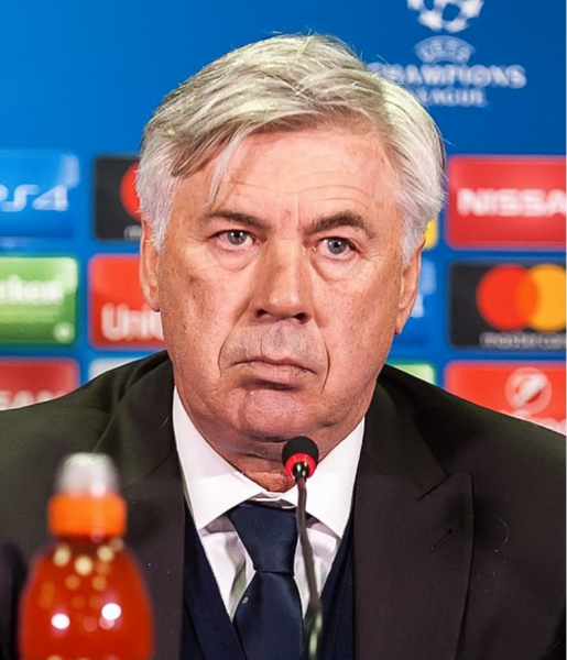 Carlo Ancelotti at a press conference in 2016. Credit: Wikipedia